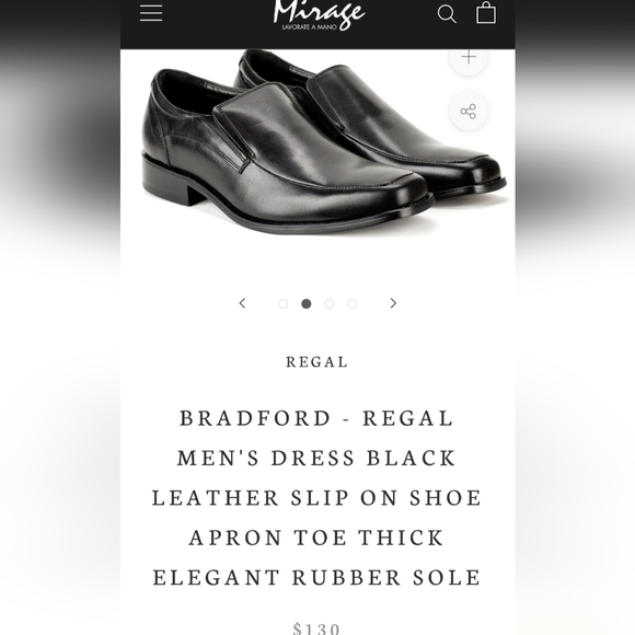 Black Men\'s Regal By Mirage Bradford Slip-On Leather Dress Shoes, Size 8, New Bradford - Regal Men main image 3